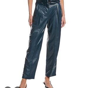 IRO Women's Teal Leather Cropped Pants
